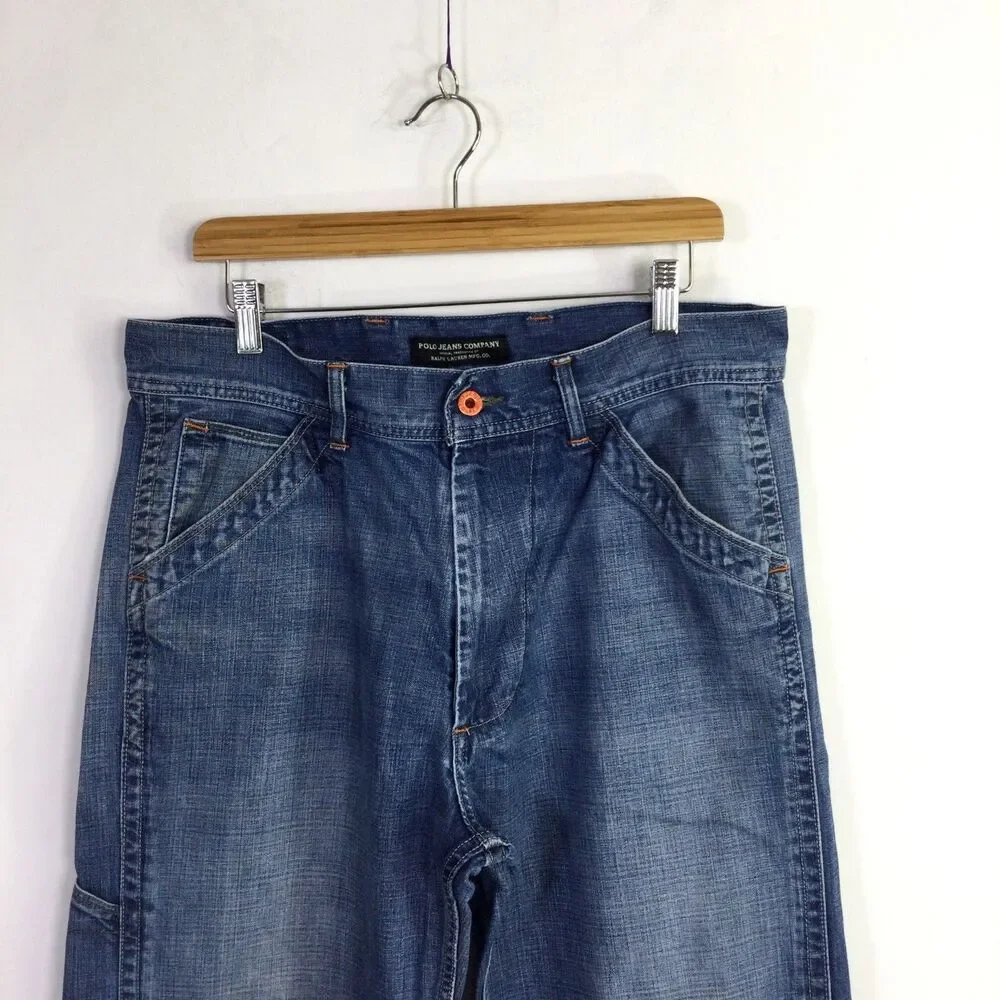 Polo Ralph Lauren Jeans Co Mens Cargo Carpenter Vintage Jeans Blue Size 34